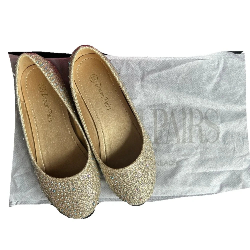 Dream Pairs Gold Glitter Flats